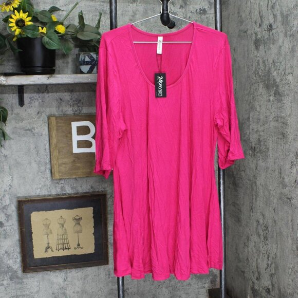 NWT 24seven Comfort Apparel Womens Plus Size Tunic Top P020204 2X Pink - Picture 3 of 6